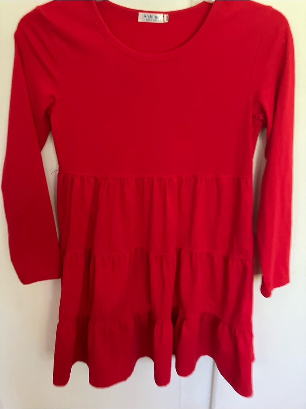 Ashling Girls' Red Long-Sleeve Tiered Tunic Top